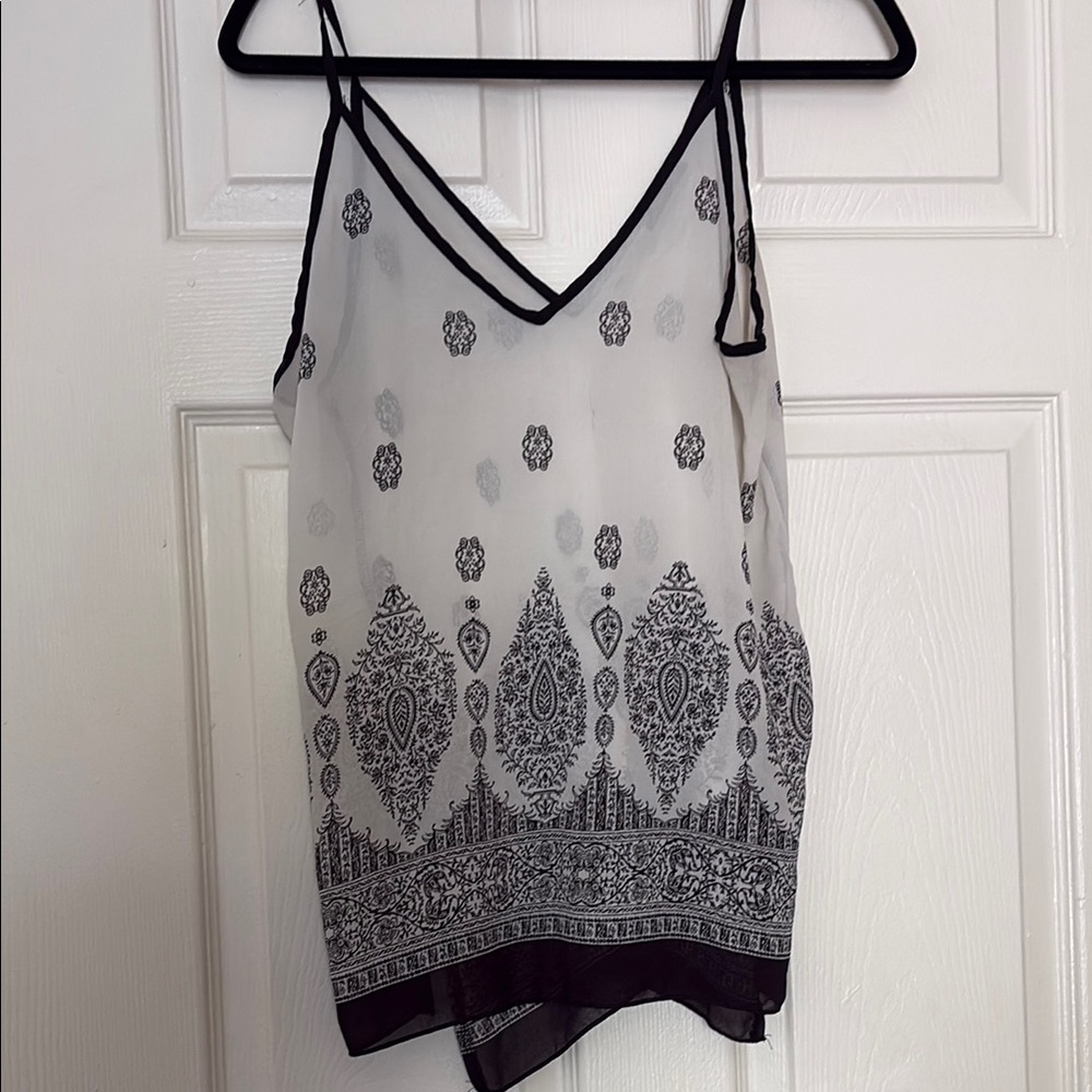 Timing Black and White Asymmetrical Camisole